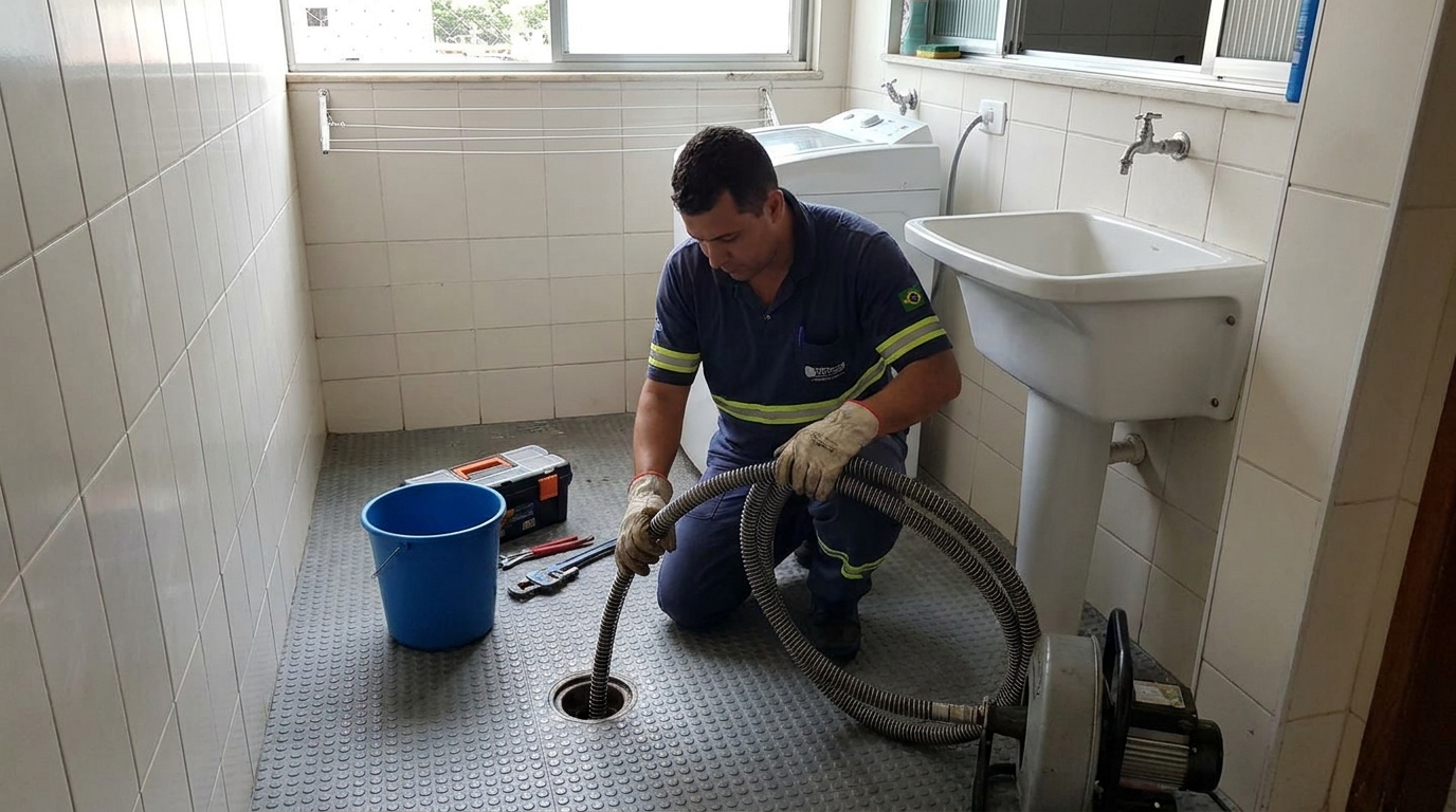 Desentupimento de ralo residencial em Nova Iguaçu‑RJ