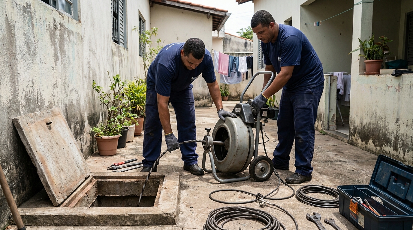 Desentupimento de rede de esgoto em Nova Iguaçu‑RJ