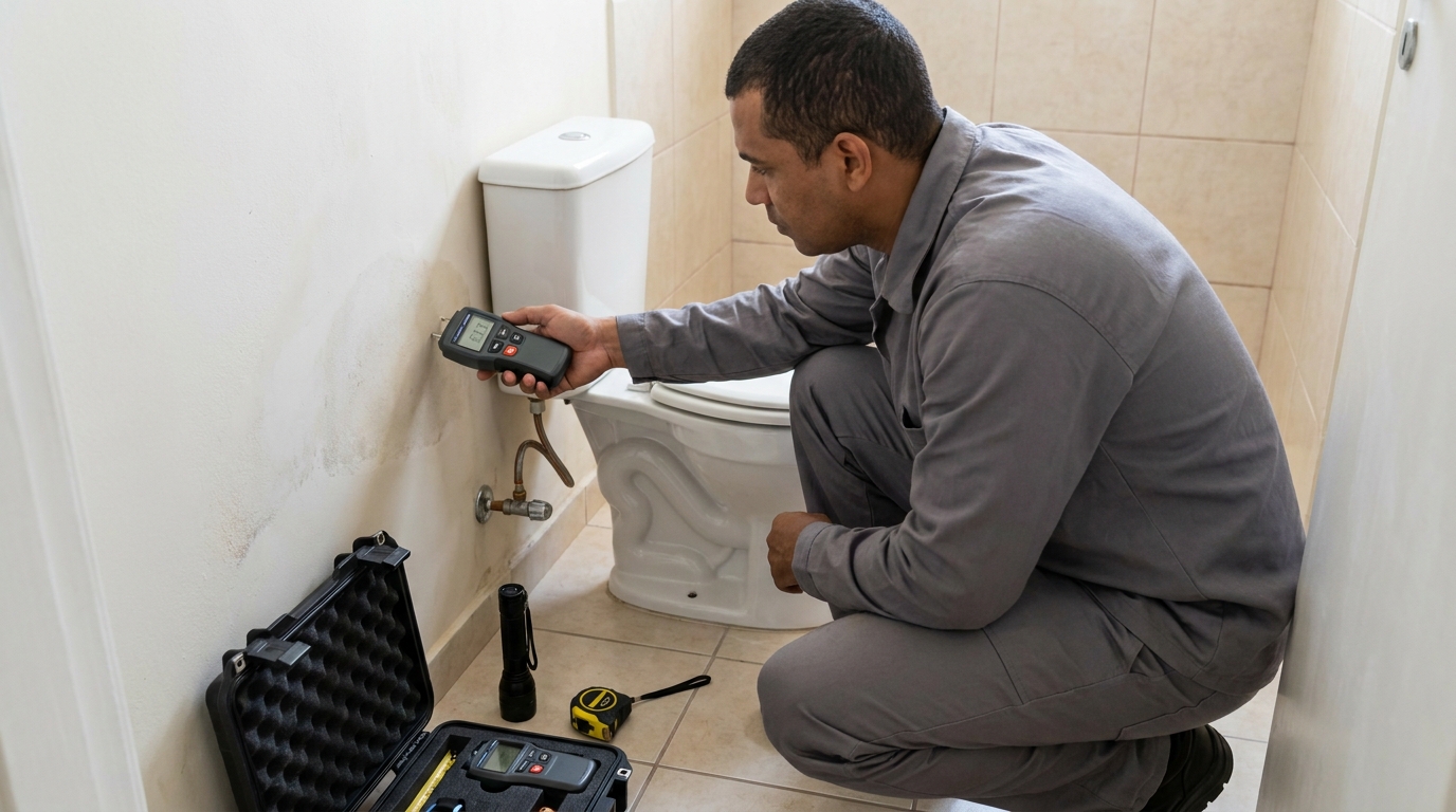 Técnico de caça vazamento em residência em Nova Iguaçu‑RJ